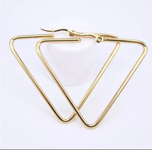 Geometric Triangle Stainless Steel Earrings-Gold