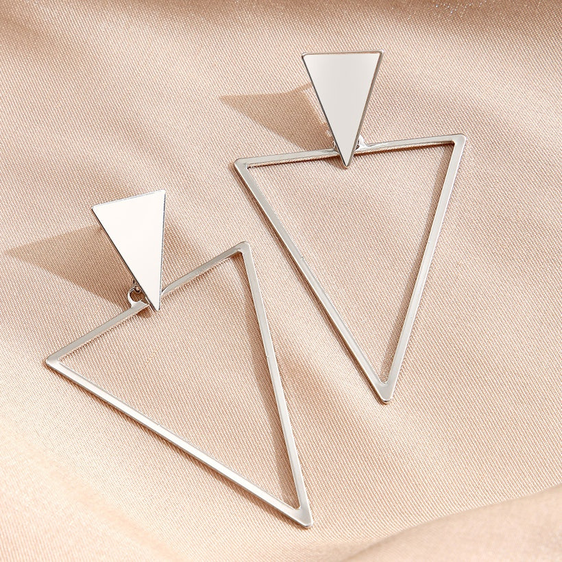 Silver Triangle Earrings- Medium Size