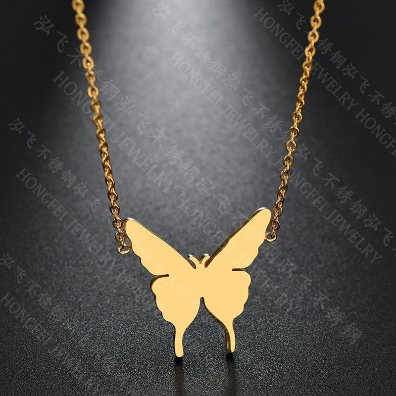 Butterfly Necklace Stainless Steel-Gold