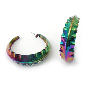 Iridescent Geometic Hoops