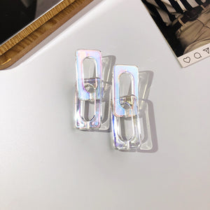 Acrylic Geometic Earrings-Clear