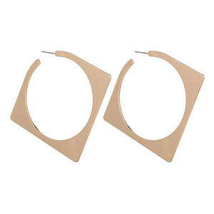 Squared Circle Geometic Hoops-Small Gold or Silver