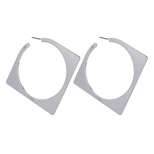 Load image into Gallery viewer, Squared Circle Geometic Hoops-Small Gold or Silver
