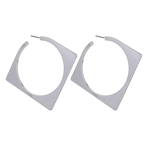 Squared Circle Geometic Hoops-Small Gold or Silver